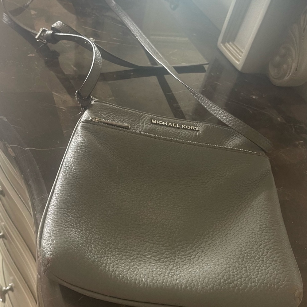 Michael Kors Gray Crossbody Pebbled Leather Bag